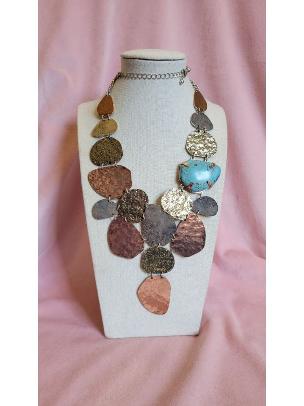 Multi-toned faux Turquoise Statement Bib Necklace N1B